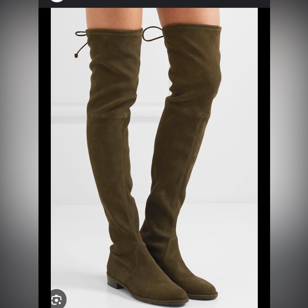 Stuart Weitzman lowland stretch over the knee suede boots olive  sz 7.5